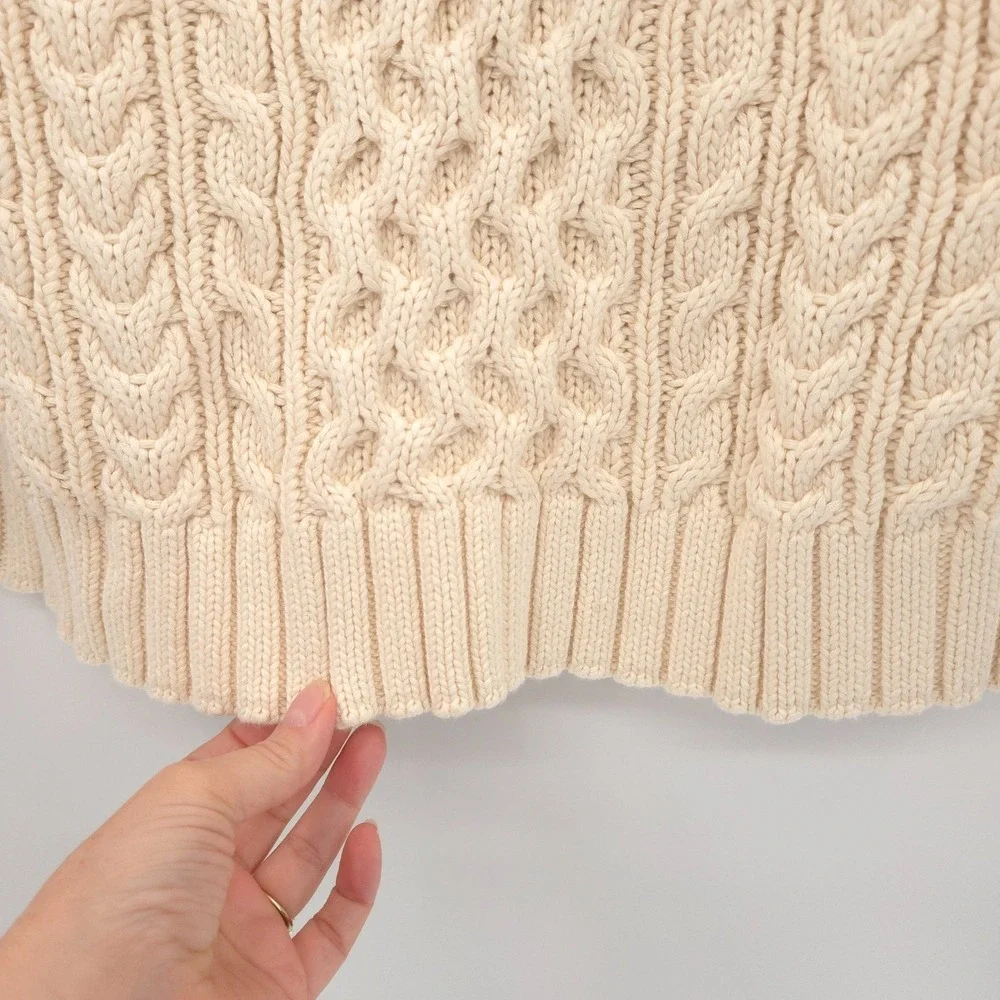 Hope‎ and Henry NWT  fishermen cable knit pullover sweater Size S organic cotton